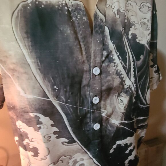 KANAGAWA WAVE 1831 WHALE JUMPING JAPAN MEN'S SIZE LARGE NWT - Picture 2 of 5